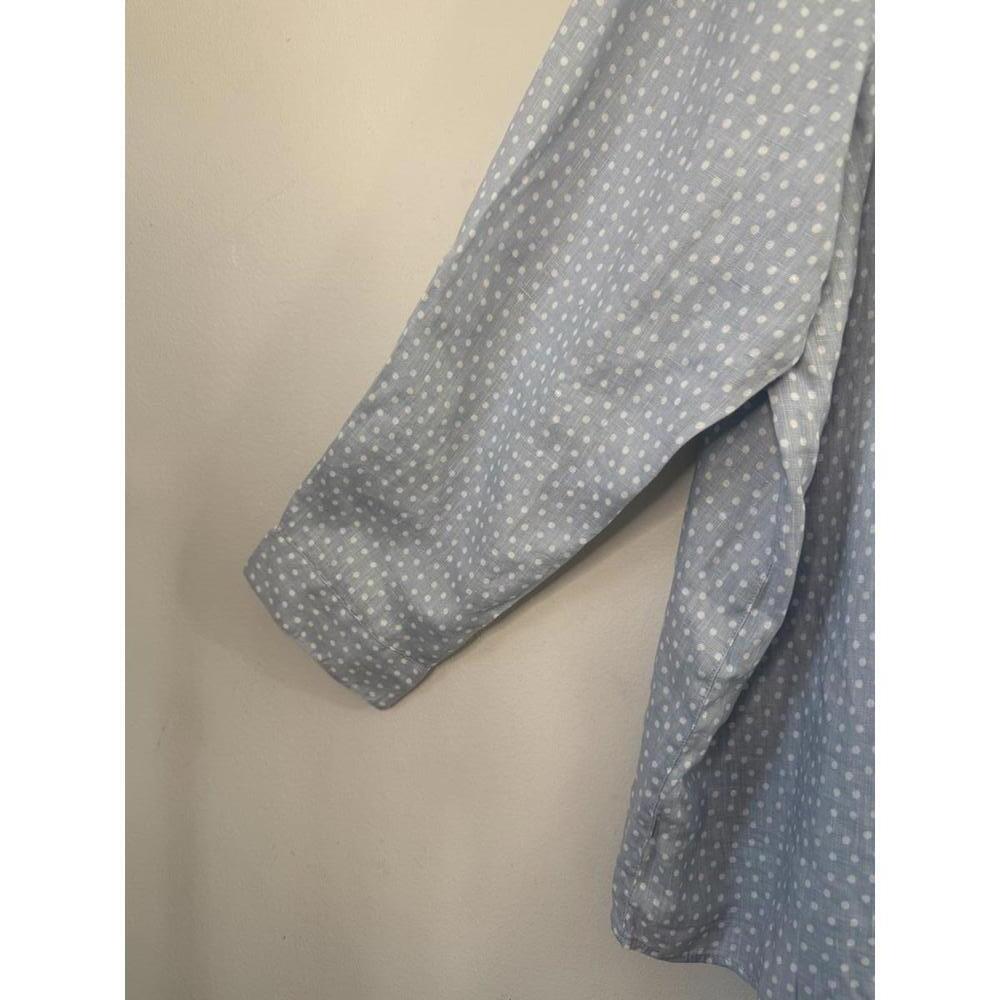 Rachel Zoe Light Blue Polka Dot Linen Plus Size 3X Blouse - Picture 5 of 7